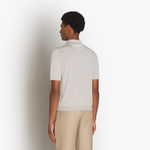 Pale fawn zipped polo, "Lion piquet"