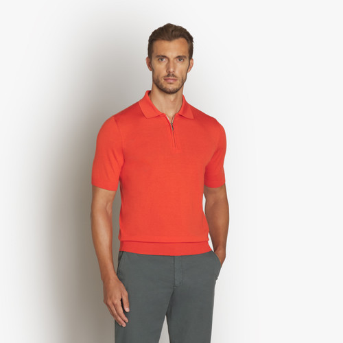 Burnt orange zipped polo, "Lion piquet" Burnt orange zipped polo, "Lion piquet"