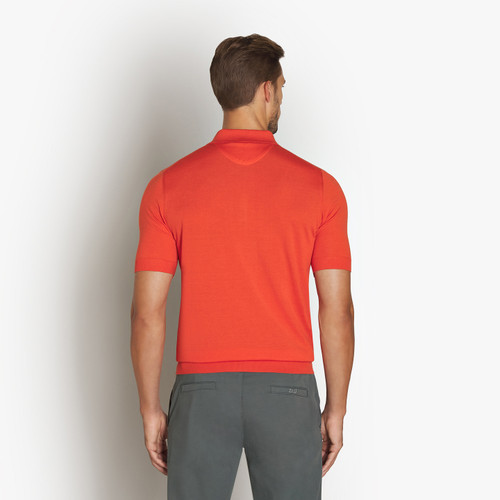 Burnt orange zipped polo, "Lion piquet"