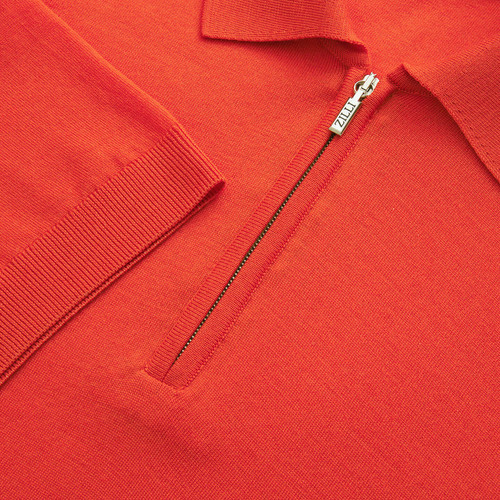 Burnt orange zipped polo, "Lion piquet"