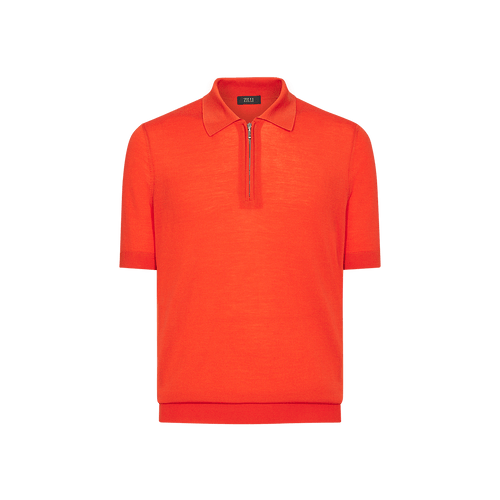 Burnt orange zipped polo, "Lion piquet"