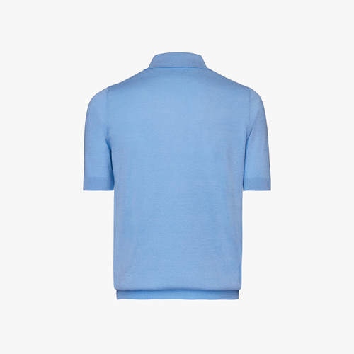 Pale blue onyx zipped polo, "Basket" 
