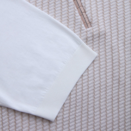 Natural white zipped polo, "Basket" 