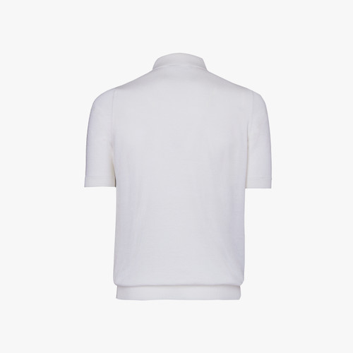 Natural white zipped polo, "Basket" 