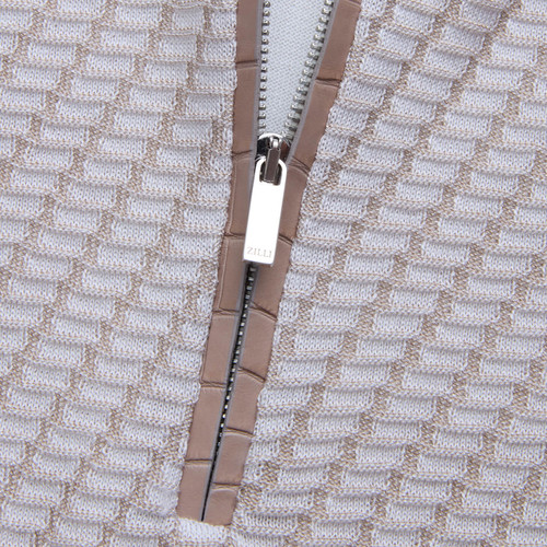 Natural white zipped polo, "Basket" 