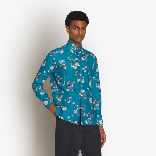 Chemise classique bleu paon, "Fantasy"