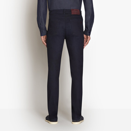 Navy blue jeans, slim fit, "Italien Denim", "Lion" embroidery 