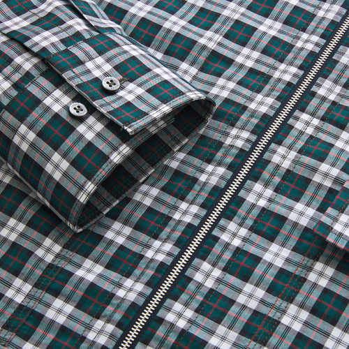 Chemise casual, zippée à carreaux vert foncé