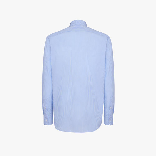 Striped soft blue classic shirt, button-down collar