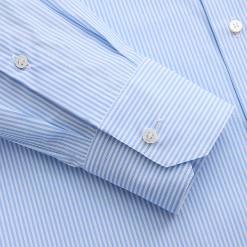 Striped soft blue classic shirt, button-down collar