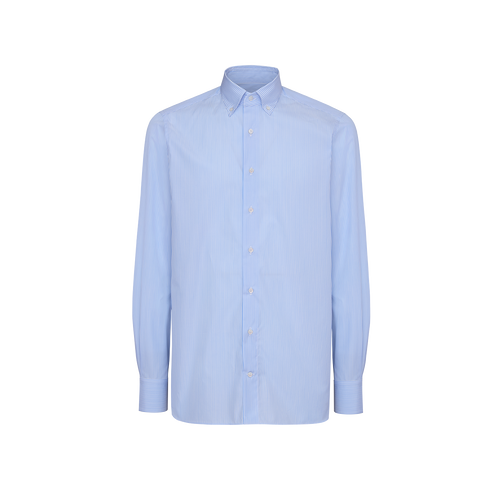 Striped soft blue classic shirt, button-down collar