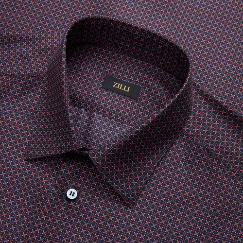 Deep cherry classic shirt, "Geometric" pattern