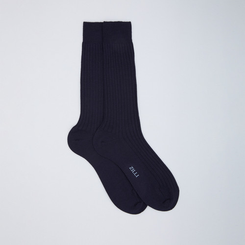 Dark navy mid-calf socks in cotton Dark navy mid-calf socks in cotton