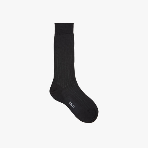 Black and Dark Green striped mid-calf socks in cotton