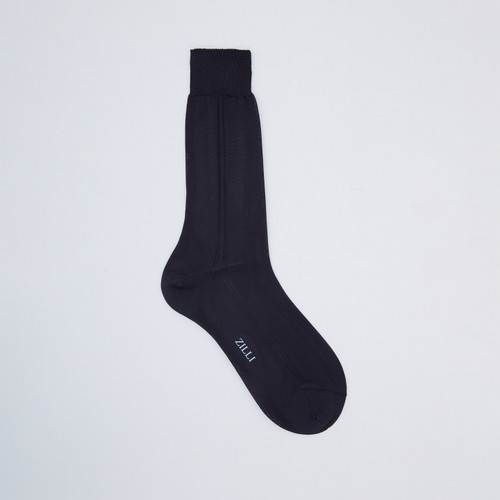 Dark Navy mid-calf socks in silk