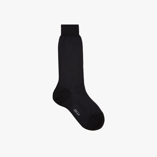 Black mid-calf striped socks in cotton Black mid-calf striped socks in cotton