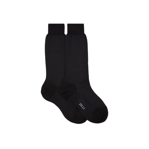 Black mid-calf striped socks in cotton Black mid-calf striped socks in cotton