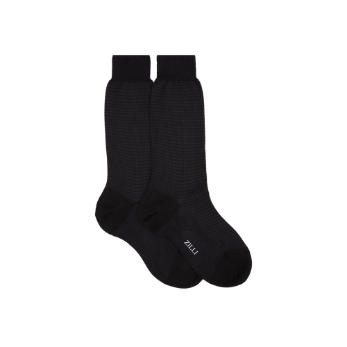 Black mid-calf striped socks in cotton