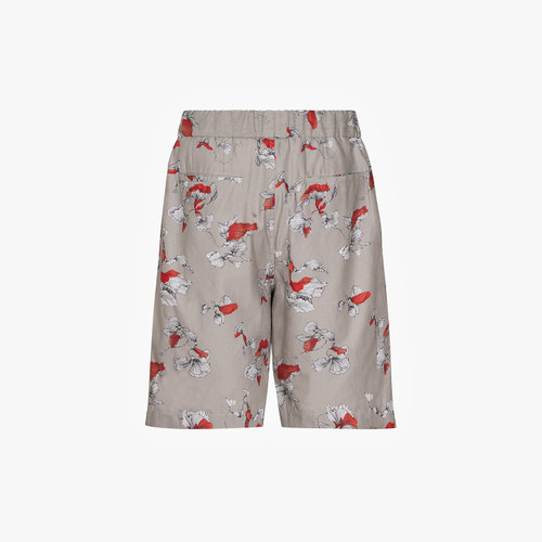 Beige bermuda shorts, "Iris flowers" pattern Beige bermuda shorts, "Iris flowers" pattern