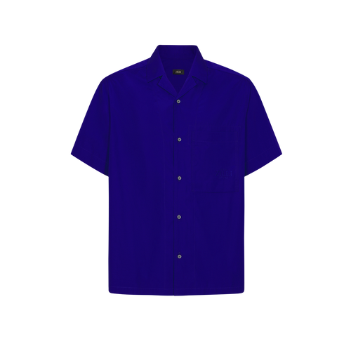 Electric blue casual shirt, "Maison ZILLI EST 1965" embroidery Electric blue casual shirt, "Maison ZILLI EST 1965" embroidery