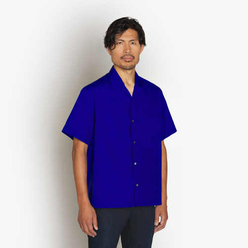 Electric blue casual shirt, "Maison ZILLI EST 1965" embroidery Electric blue casual shirt, "Maison ZILLI EST 1965" embroidery