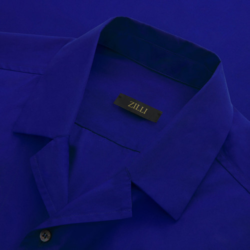 Chemise casual bleu électrique, broderie "Maison ZILLI EST 1965"