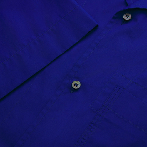 Electric blue casual shirt, "Maison ZILLI EST 1965" embroidery