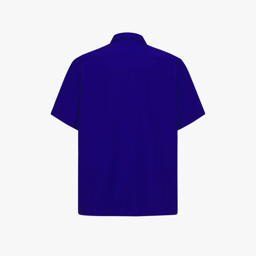 Electric blue casual shirt, "Maison ZILLI EST 1965" embroidery