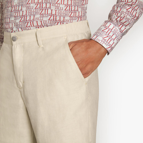 Beige bermuda shorts, slim fit, "ZILLI" lettering