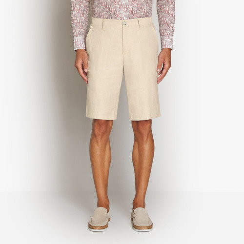 Beige bermuda shorts, slim fit, "ZILLI" lettering