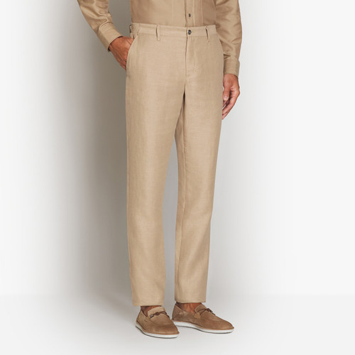 Camel trousers, slim fit, "ZILLI" lettering