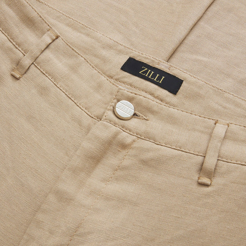 Camel trousers, slim fit, "ZILLI" lettering