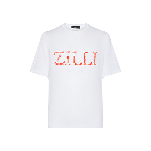 T-shirt blanc, broderie "Maison ZILLI EST 1965" 