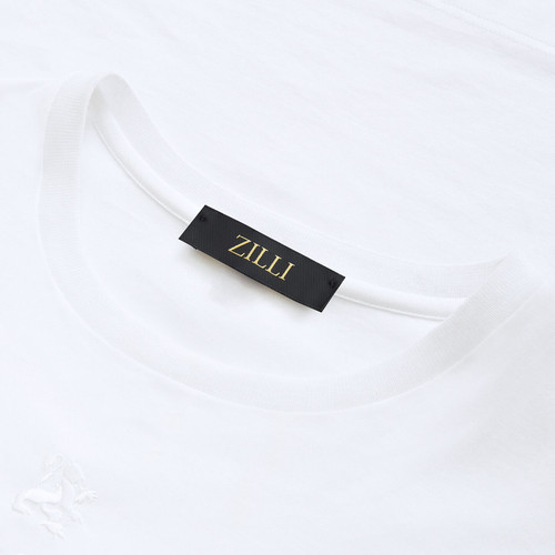 White T-shirt, "Maison ZILLI EST 1965" embroidery White T-shirt, "Maison ZILLI EST 1965" embroidery