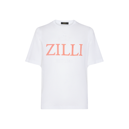 White T-shirt, "Maison ZILLI EST 1965" embroidery White T-shirt, "Maison ZILLI EST 1965" embroidery