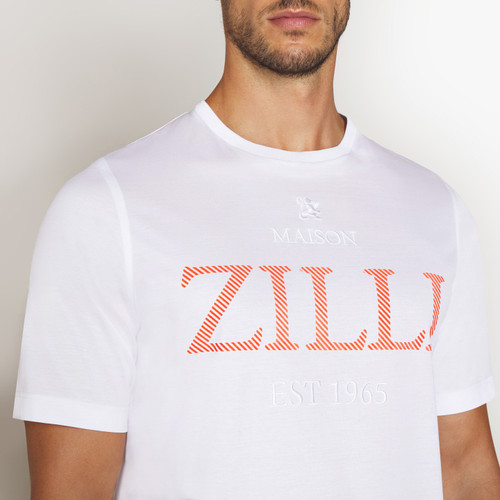 White T-shirt, "Maison ZILLI EST 1965" embroidery 