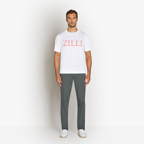 T-shirt blanc, broderie "Maison ZILLI EST 1965" 