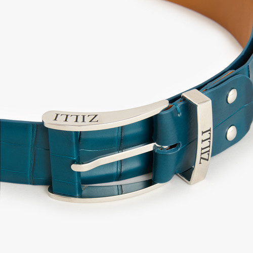 Emerald crocodile belt, 40 mm, "Drop" buckle