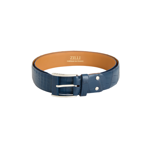 Ceinture bleue en crocodile, boucle 126, largeur 40mm Ceinture bleue en crocodile, boucle 126, largeur 40mm