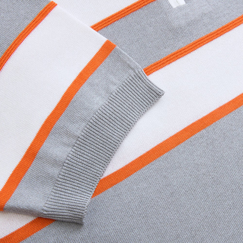 Soft grey zipped polo, "Block stripes"