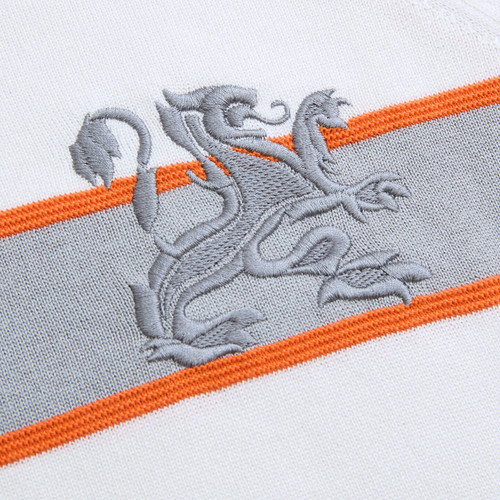 Soft grey zipped polo, "Block stripes"