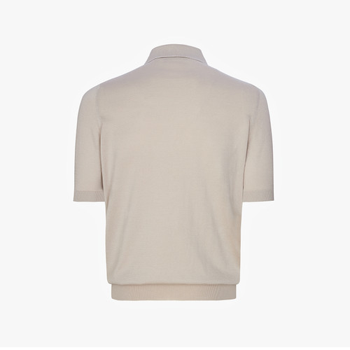 Polo zippé fauve pâle, couture ruban Polo zippé fauve pâle, couture ruban
