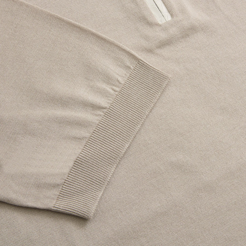 Pale fawn zipped polo, ribbon stiching