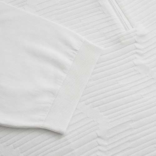 Natural white zipped polo, "Tone Wave" 