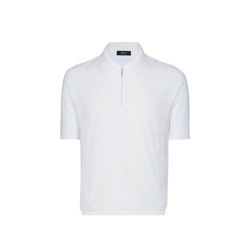 Polo zippé blanc, "Tone Wave" 