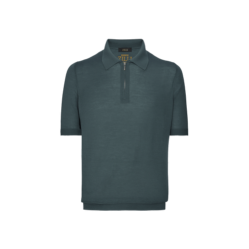 Polo zippé en ciment profond, "Lion piquet"