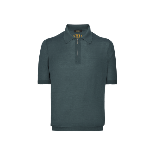 Deep cement zipped polo,"Lion piquet"
