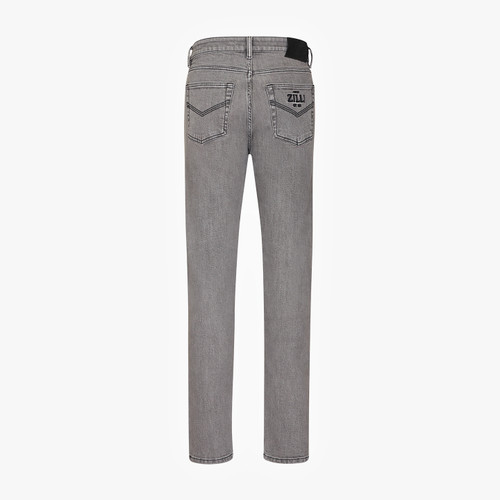 Soft grey jeans, regular fit, "Maison ZILLI EST 1965" embroidery 