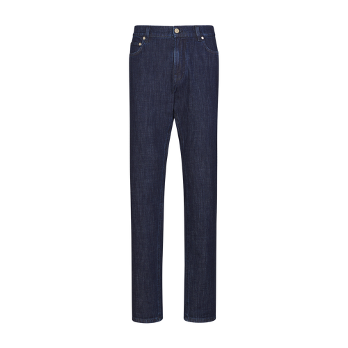 Blue navy jeans, regular fit, "Maison ZILLI EST1965" embroidery