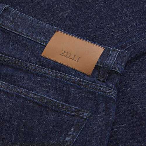 Blue navy jeans, regular fit, "Maison ZILLI EST1965" embroidery
